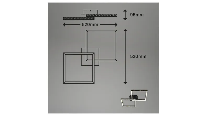 BRW Frame Led 2-позиционный металлический потолочный светильник черный 085510 фото №6