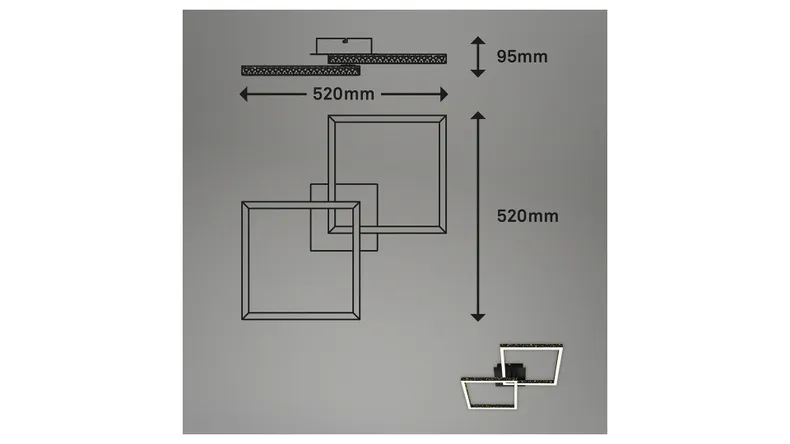 BRW Каркасний світлодіодний 2-точковий металевий стельовий світильник чорний 085510 фото №6