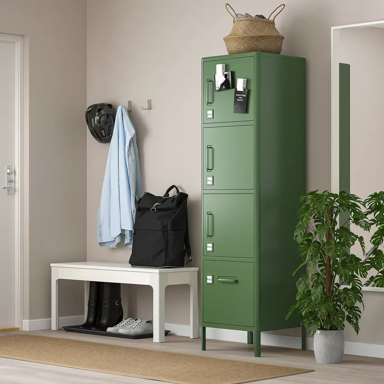 IKEA IDÅSEN ИДОСЕН, высокий шкаф с ящиком и дверцами, тёмно-зелёный, 45x172 см 104.964.01 фото №2