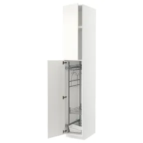 IKEA METOD МЕТОД, висока шафа із приладд д / прибирання, білий / ВАЛЛЬСТЕНА білий, 40x60x240 см 295.073.29 фото