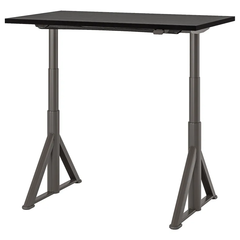 IKEA IDÅSEN ІДОСЕН, стіл регульований, чорний/темно-сірий, 120x70 см 192.809.39 фото №1
