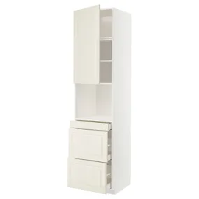 IKEA METOD МЕТОД / MAXIMERA МАКСИМЕРА, высокий шкаф д / СВЧ / дверца / 3ящика, белый / бодбинские сливки, 60x60x240 см 294.602.56 фото