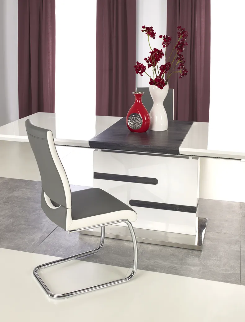 Кухонний стіл HALMAR MONACO 160-220x90 см, білий / попелястий фото №4