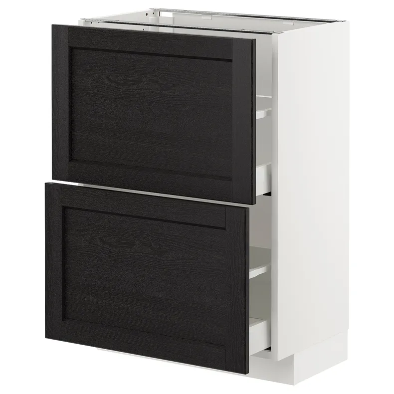 IKEA METOD МЕТОД, напольный шкаф с 2 ящиками, белый / Лерхиттан с черными пятнами, 60x37 см 092.573.74 фото №1