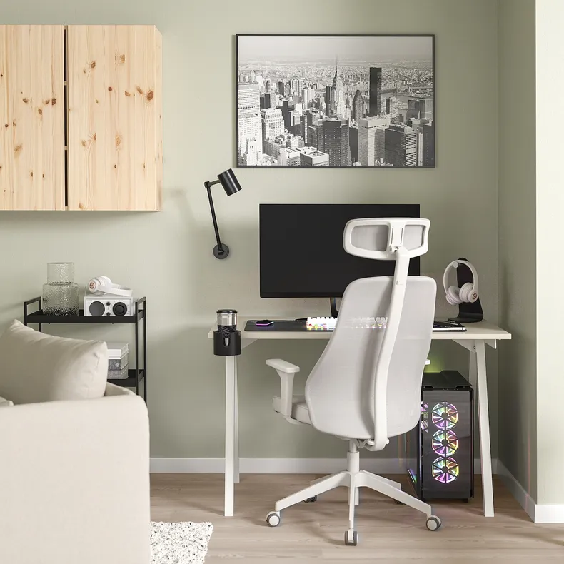 IKEA TROTTEN ТРОТТЕН / MATCHSPEL МАТЧСПЕЛ, письменный стол и стул, бежевый / белый светло-серый 695.376.97 фото №2
