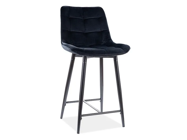 Барний стілець оксамитовий, хокер SIGNAL CHIC H-2 Velvet, Bluvel 19 - чорний фото №1