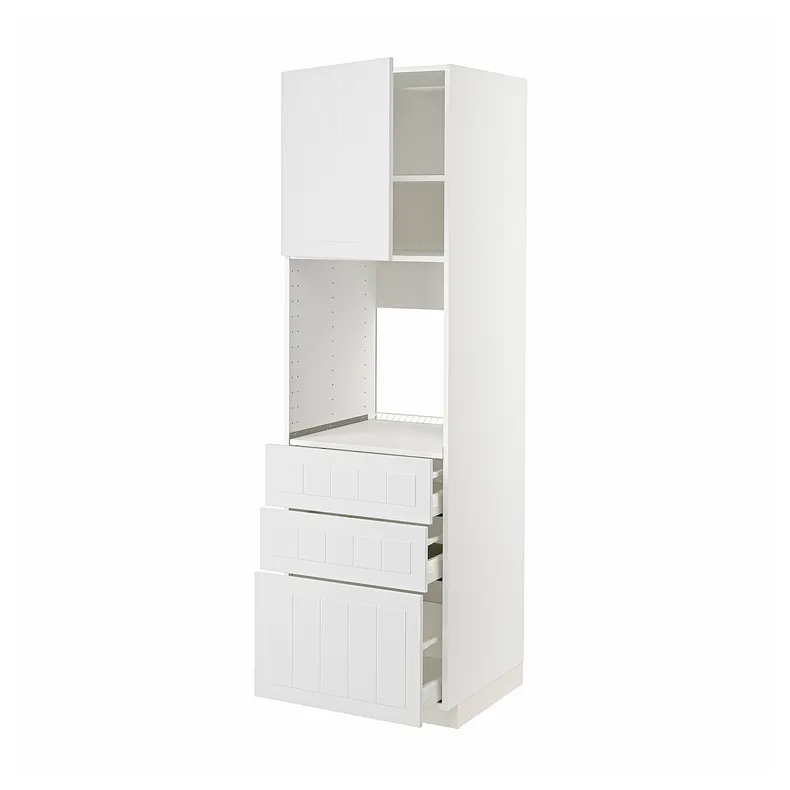IKEA METOD МЕТОД / MAXIMERA МАКСИМЕРА, высокий шкаф д / духовки / дверь / 3ящика, белый / Стенсунд белый, 60x60x200 см 794.700.93 фото №1