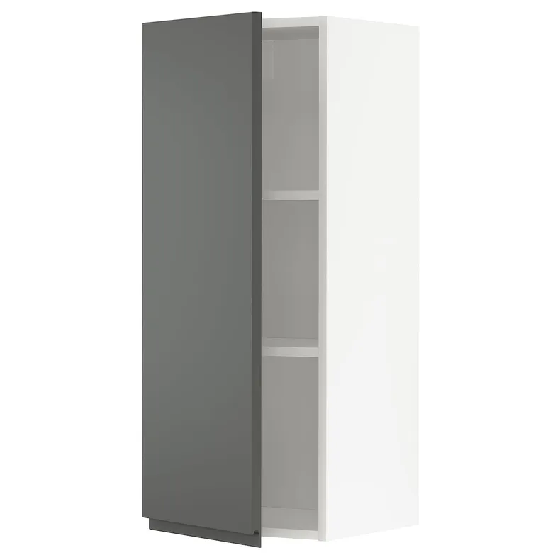 IKEA METOD МЕТОД, навесной шкаф с полками, белый / Воксторп темно-серый, 40x100 см 194.630.62 фото №1