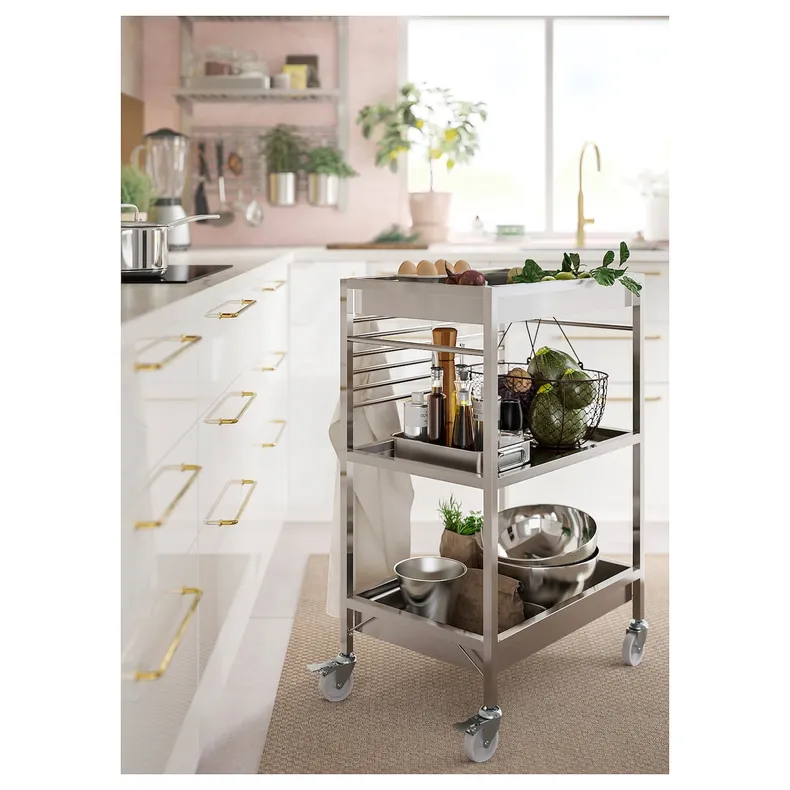 IKEA KUNGSFORS КУНГСФОРС, стіл-візок кухонний, нержавіюча сталь, 60x40 см 803.349.24 фото №7