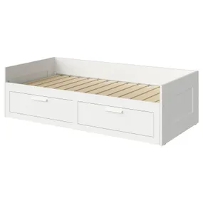 IKEA BRIMNES БРИМНЭС, каркас кровати-кушетки с 2 ящиками, белый, 80x200 см 002.287.05 фото