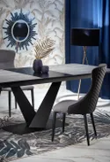 Обеденный стол раскладной HALMAR VINSTON 180-230x95 см, столешница - темно серая/черная, ножки - черные фото thumb №7