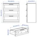 IKEA BRIMNES, комод, 3 шухляди, біле/матове скло, 78x95 см 106.091.15 фото thumb №5