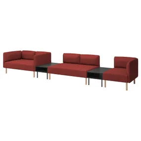 IKEA LILLEHEM ЛИЛЛЕХЕМ, 5-м модульный диван со столиком, Окрашенное в коричнево-красный цвет дерево 395.697.41 фото