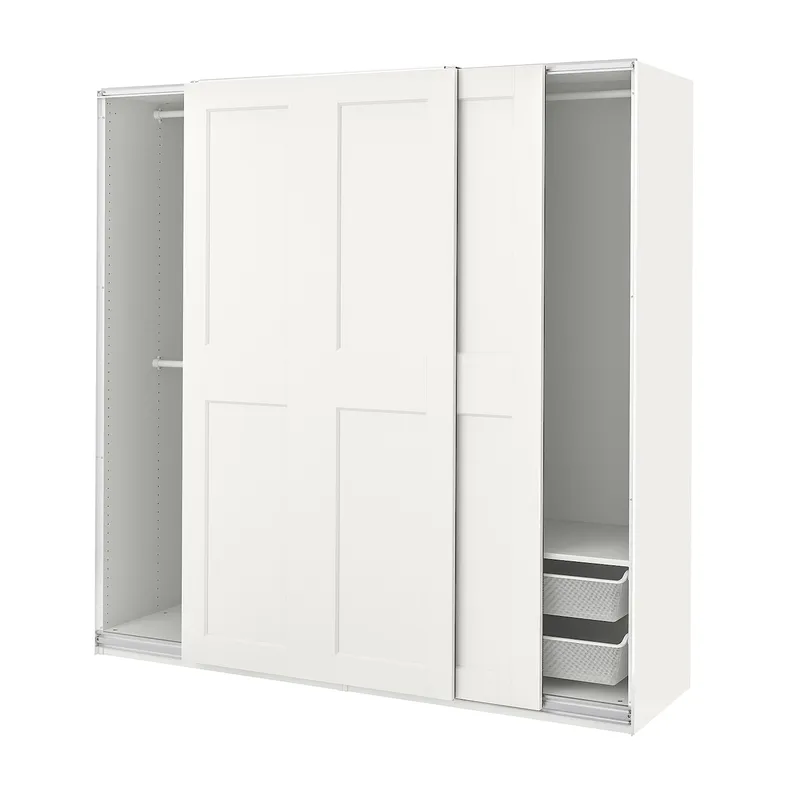 IKEA PAX ПАКС / GRIMO ГРИМО, гардероб, комбинация, белый / белый, 200x66x201 см 394.329.70 фото №1