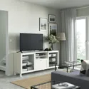 IKEA BESTÅ БЕСТО, тумба для телевізора з шухлядами, білий / ХАНВ / СТУББАРП білий прозоре скло, 180x42x74 см 291.940.93 фото thumb №3