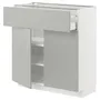 IKEA METOD МЕТОД / MAXIMERA МАКСИМЕРА, напольный шкаф с ящиком / 2дверцами, белый / светло-серый, 80x37 см 995.393.79 фото