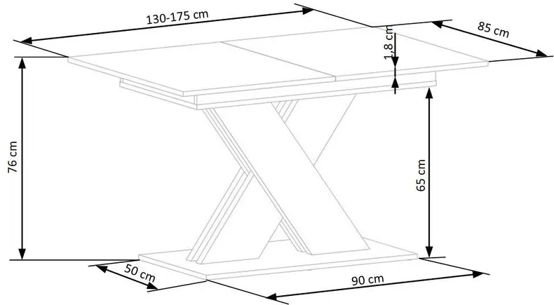 Обеденный стол раскладной HALMAR XARELTO 130-175x85 см дуб вотан, черный фото №13