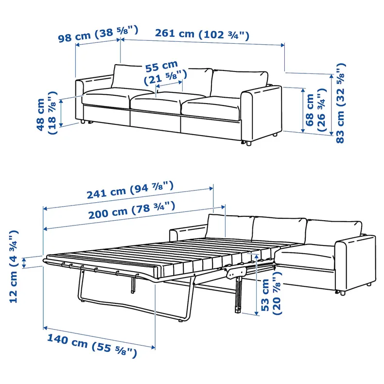 IKEA VIMLE ВІМЛЕ, 3-місний диван-ліжко, ХАЛЛАРП сірий 795.370.60 фото №9