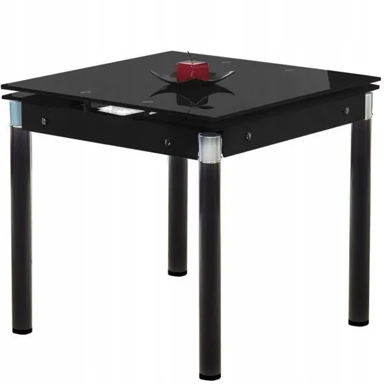 Обідній стіл розкладний HALMAR KENT 80-130x80 см чорний, пофарбована сталь фото №2