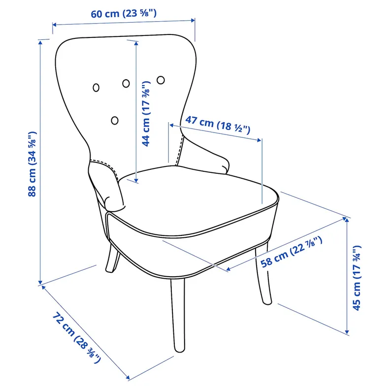 IKEA REMSTA РЕМСТА, крісло, ДЙУПАРП темний зелено-синій 004.849.55 фото №5