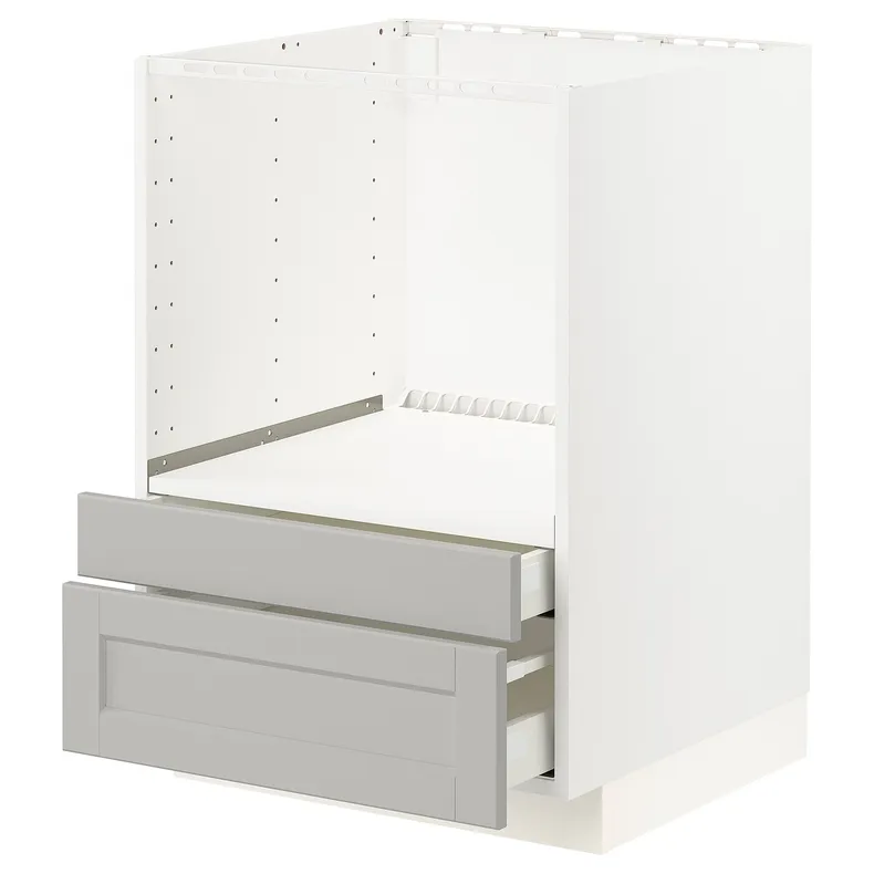 IKEA METOD МЕТОД / MAXIMERA МАКСІМЕРА, шафа для комб мікрохв печі / шухляди, білий / світло-сірий Lerhyttan, 60x60 см 092.743.97 фото №1