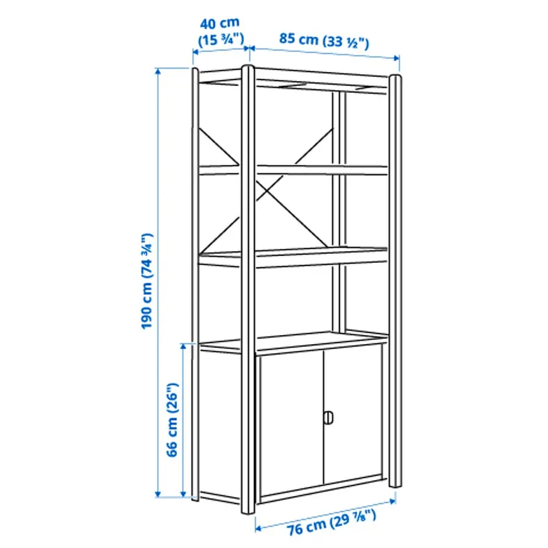 IKEA BROR БРОР, стелаж із шафами, сіро-зелена / соснова фанера, 170x40x190 см 095.161.41 фото №6