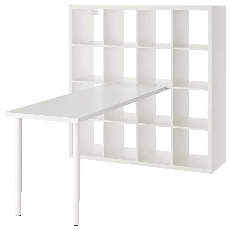 IKEA KALLAX КАЛЛАКС / LAGKAPTEN ЛАГКАПТЕН, письмовий стіл, комбінація, білий, 147x179x147 см 094.816.79 фото №1