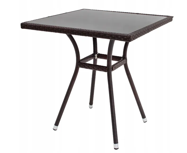 Садовий стіл HALMAR MOBIL, колір: скло - чорний, ротанг - коричневий (1шт=1шт) фото №1