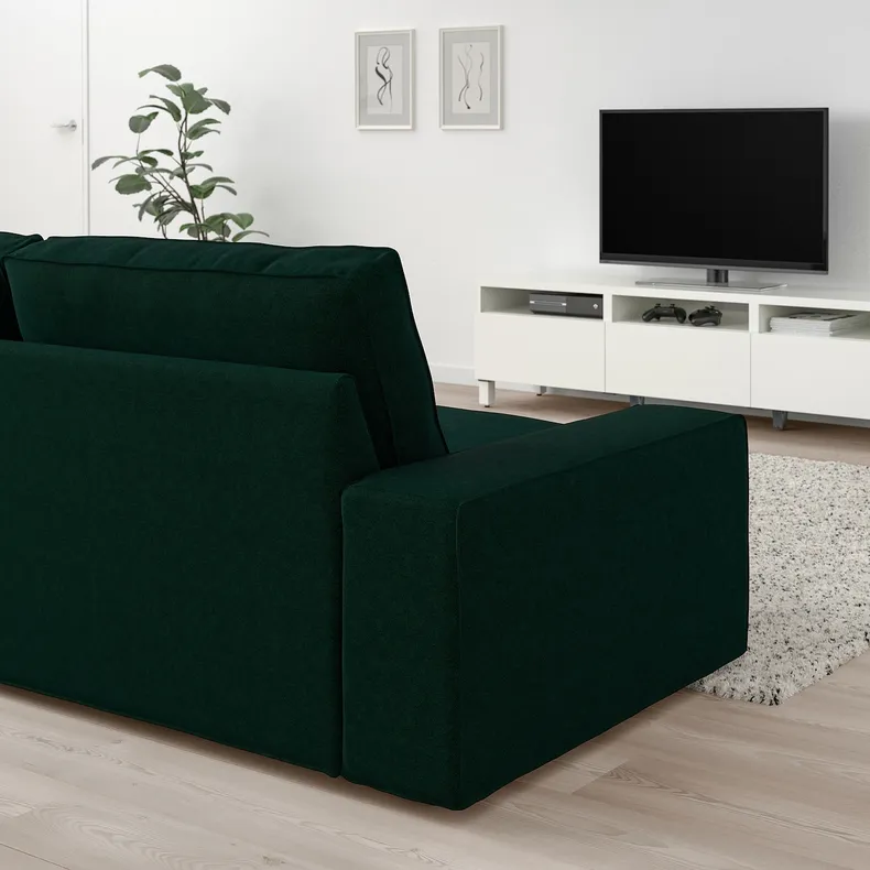 IKEA KIVIK КИВИК, 3-местный диван с козеткой, Талмира темно-зеленая 794.848.20 фото №3