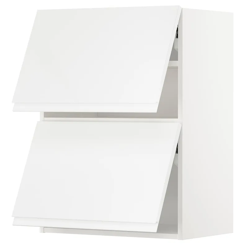 IKEA METOD МЕТОД, навесной горизонтальный шкаф / 2двери, белый / Воксторп глянцевый / белый, 60x80 см 193.945.11 фото №1