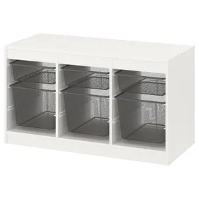 IKEA TROFAST ТРУФАСТ, комбінація для зберіган +контейнери, білий / темно-сірий, 99x44x56 см 294.798.35 фото