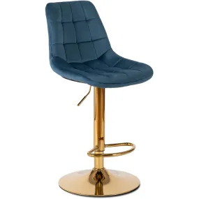 Барный стул бархатный MEBEL ELITE ARCOS Velvet, синий/золотой фото