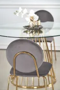 Стол на кухню HALMAR LIVERPOOL 120x120 см, столешница - прозрачная, ножки - золото фото thumb №8