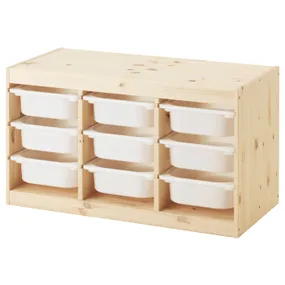 IKEA TROFAST ТРУФАСТ, комбинация д/хранения+контейнеры, Светлая сосна, окрашенная в белый/белый цвет, 93x44x52 см 791.029.58 фото