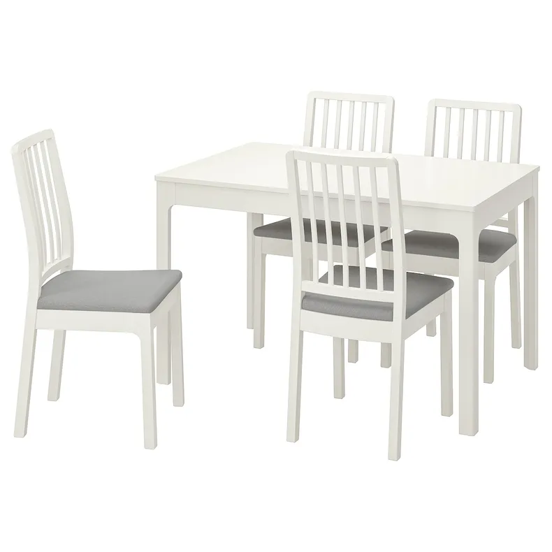 IKEA EKEDALEN ЕКЕДАЛЕН / EKEDALEN ЕКЕДАЛЕН, стіл+4 стільці, білий / ОРРСТА світло-сірий, 120 / 180 см 792.968.57 фото №1