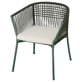 IKEA SEGERÖN СЕГЕРЕН, крісло з підлокітниками, вуличне, темно-зелений/фрессон/дувхольменський бежевий 194.948.41 фото