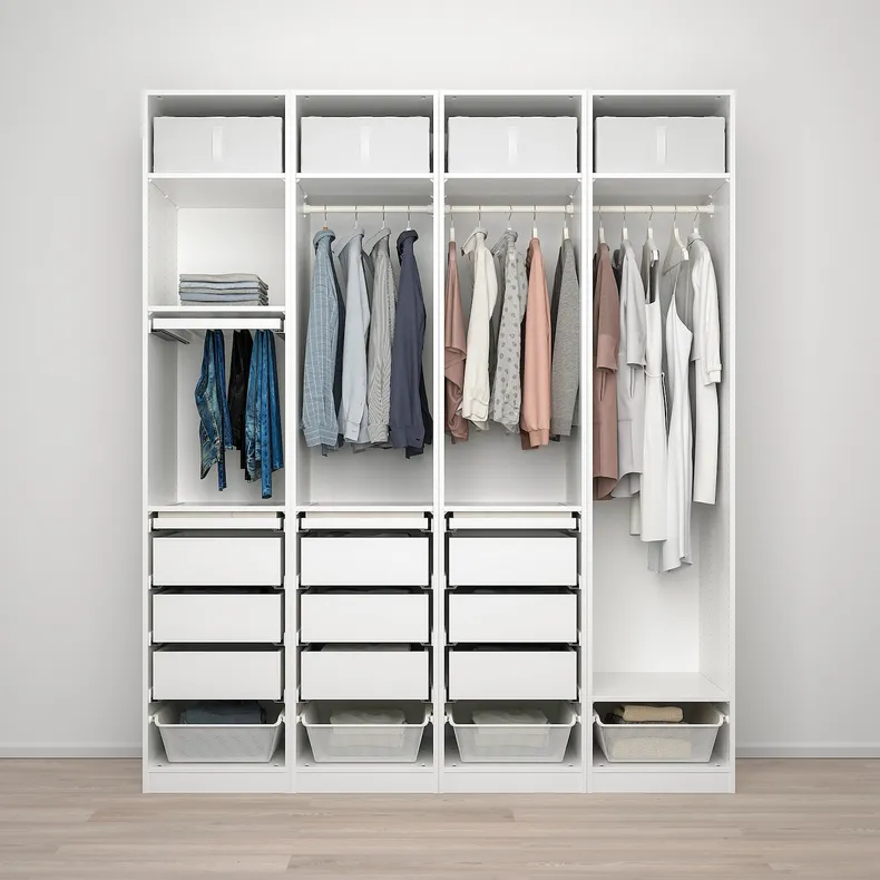 IKEA PAX ПАКС / REINSVOLL РЕИНСВОЛЛ, гардероб, комбинация, белый / серый-бежевый, 200x60x236 см 094.375.25 фото №2