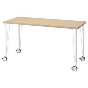 IKEA MÅLSKYTT МОЛСКЮТТ / KRILLE КРИЛЛЕ, письменный стол, берёза / белый, 140x60 см 394.177.62 фото