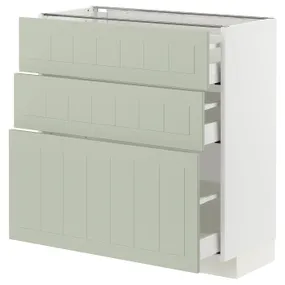 IKEA METOD МЕТОД / MAXIMERA МАКСИМЕРА, напольный шкаф с 3 ящиками, белый / светло-зеленый, 80x37 см 494.867.88 фото
