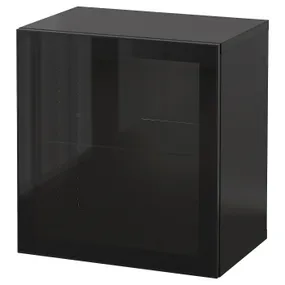 IKEA BESTÅ БЕСТО, комбинация настенных шкафов, глянцевый / черный / глассвик, 60x42x64 см 294.398.25 фото