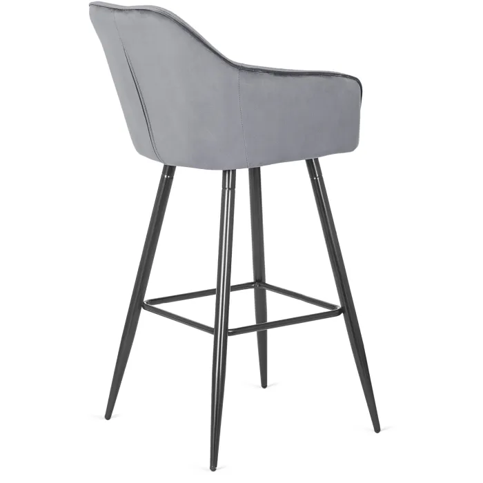 Барный стул бархатный MEBEL ELITE SALEM Velvet, серый / черный фото №9