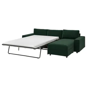 IKEA VIMLE ВИМЛЕ, 3-местный диван-кровать с козеткой, с широкими подлокотниками/Djuparp темно-зеленый 895.372.72 фото