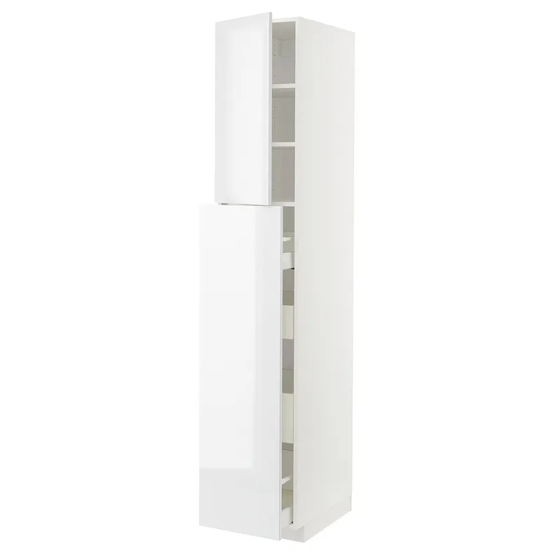 IKEA METOD МЕТОД / MAXIMERA МАКСІМЕРА, висока шафа / висувна сек / 4шх / 1дв / 2пл, білий / РІНГХУЛЬТ білий, 40x60x220 см 794.699.28 фото №1