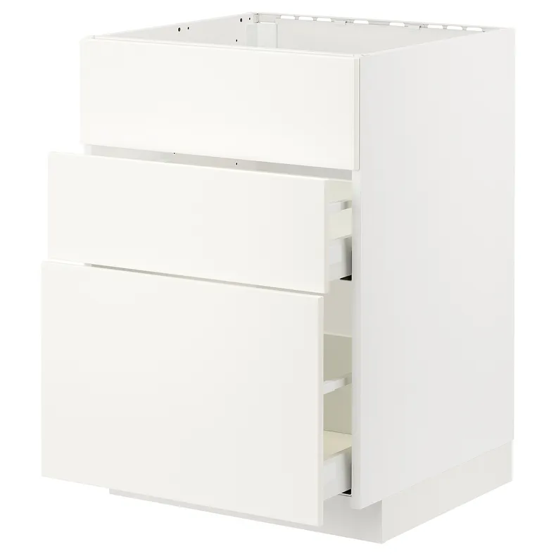 IKEA METOD МЕТОД / MAXIMERA МАКСИМЕРА, шкаф д / варочн панели / вытяжка / ящик, белый / белый, 60x60 см 894.776.40 фото №1