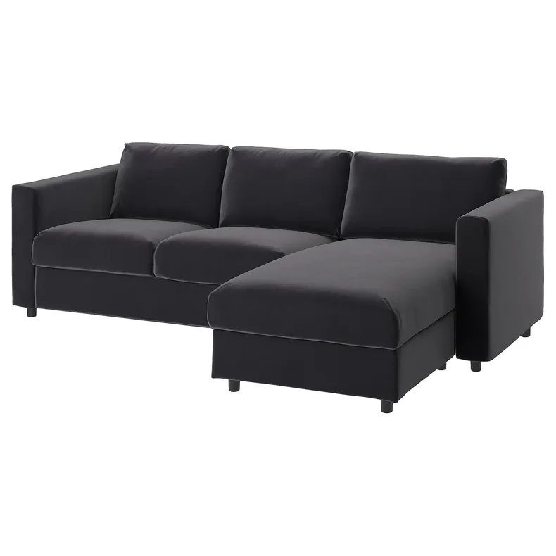 IKEA VIMLE ВИМЛЕ, 3-местный диван-кровать, с шезлонгом/Djuparp темно-серый 695.372.73 фото №2