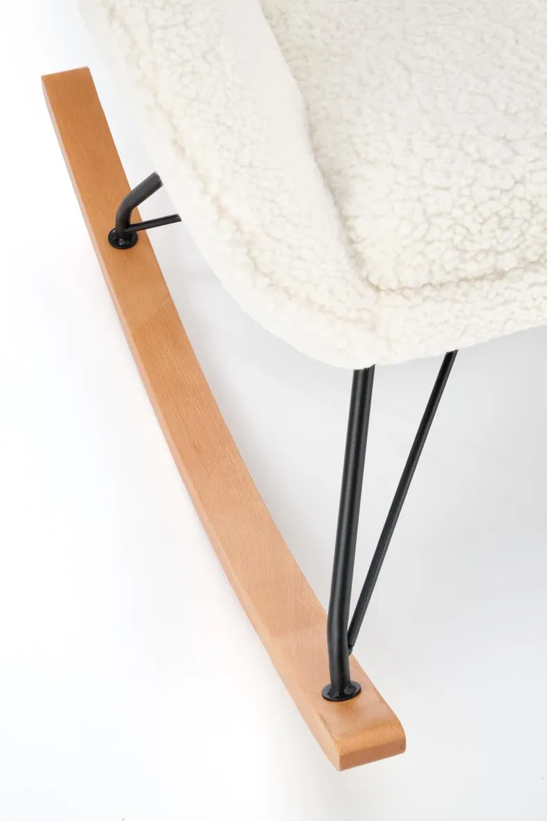 Мягкое кресло-качалка HALMAR LIBERTO 2, кремовый/черный/натуральный фото №5