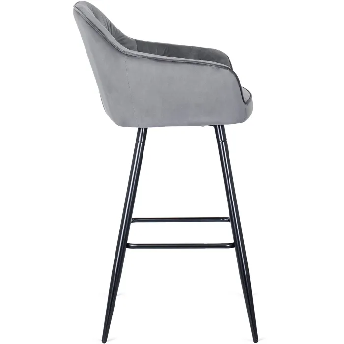 Барный стул бархатный MEBEL ELITE SALEM Velvet, серый / черный фото №8