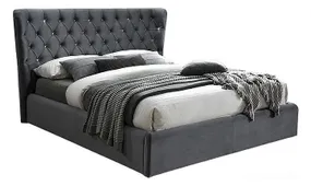 Кровать двуспальная бархатная SIGNAL CARVEN Bluvel 14 - серый, 160x200 см фото