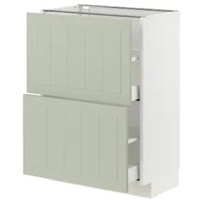 IKEA METOD МЕТОД / MAXIMERA МАКСИМЕРА, напольный шкаф с 2 ящиками, белый / светло-зеленый, 60x37 см 894.874.51 фото