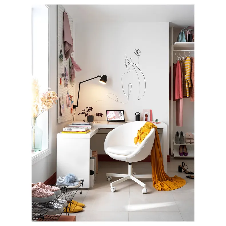 IKEA MALM МАЛЬМ, письменный стол с выдвижной панелью, белый, 151x65 см 702.141.92 фото №3